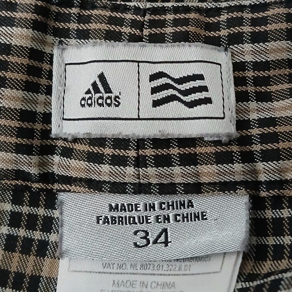 Adidas Golf Shorts Mens 34Tan Black Plaid Lightweight Performance Activewear - Picture 7 of 8